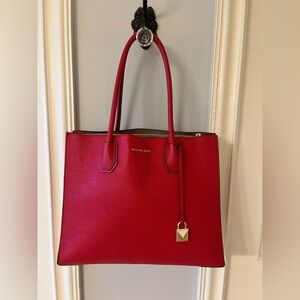 Michael Kors Red Leather Tote Bag. New!